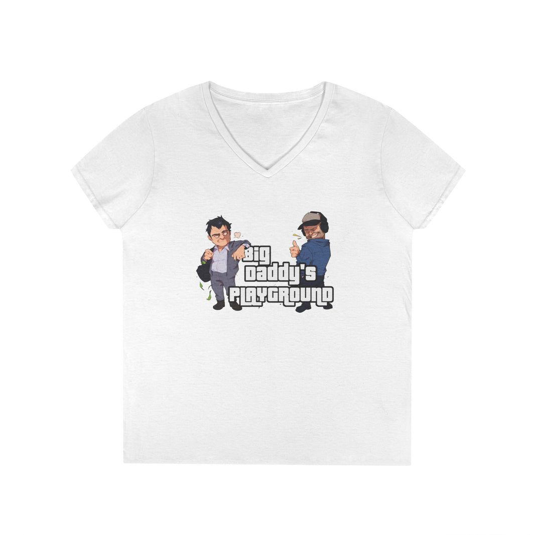 Daddy’s Playground Logo A Graphic V-Neck Tee — Funny Gamer Dad T-Shirt