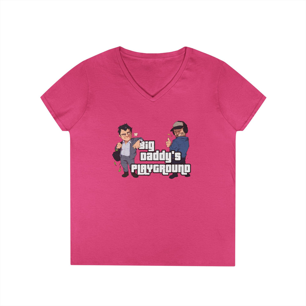Daddy’s Playground Logo A Graphic V-Neck Tee — Funny Gamer Dad T-Shirt