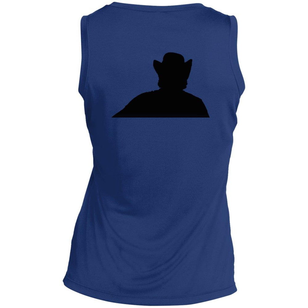 Rob Wiethoff- Power Silhouette red/ Ladies' Sleeveless V-Neck Performance Tee - GtvStore