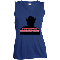 Rob Wiethoff- Power Silhouette red/ Ladies' Sleeveless V-Neck Performance Tee - GtvStore