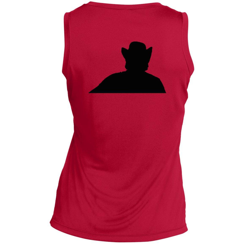 Rob Wiethoff- Power Silhouette red/ Ladies' Sleeveless V-Neck Performance Tee - GtvStore