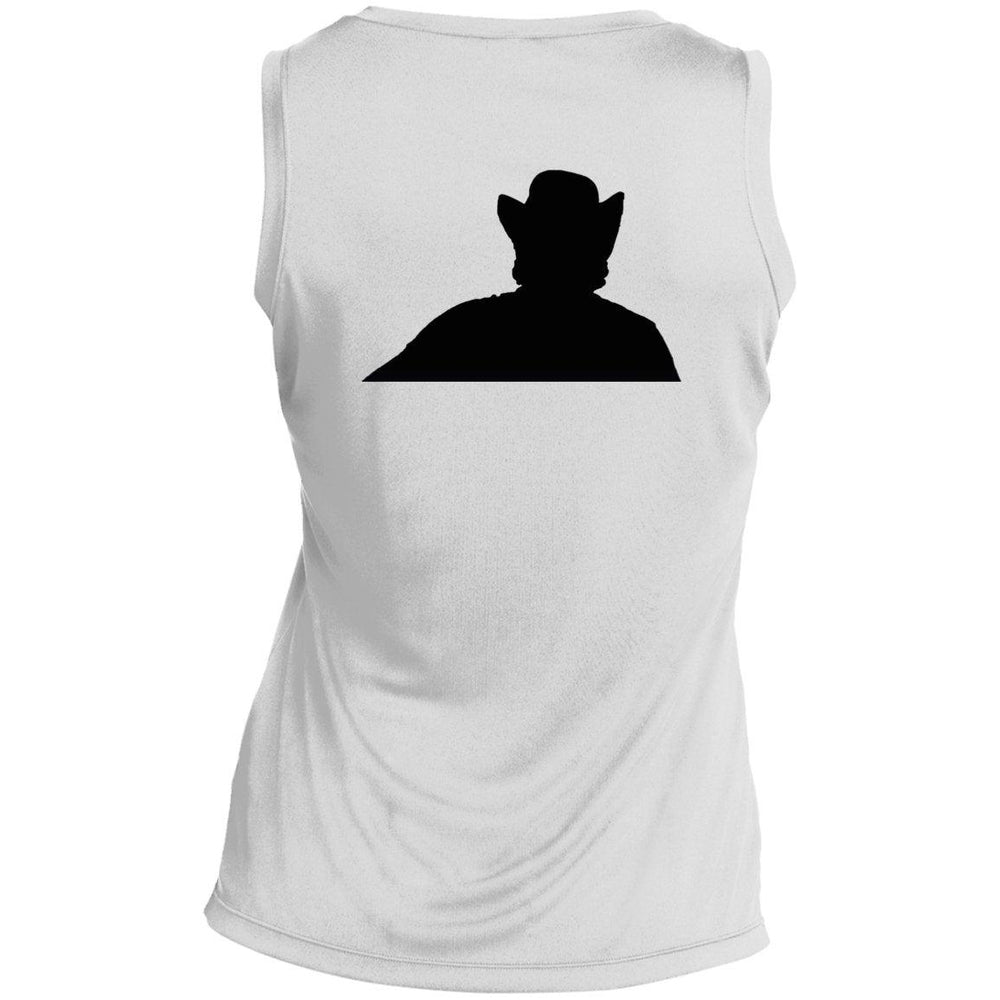 Rob Wiethoff- Power Silhouette red/ Ladies' Sleeveless V-Neck Performance Tee - GtvStore