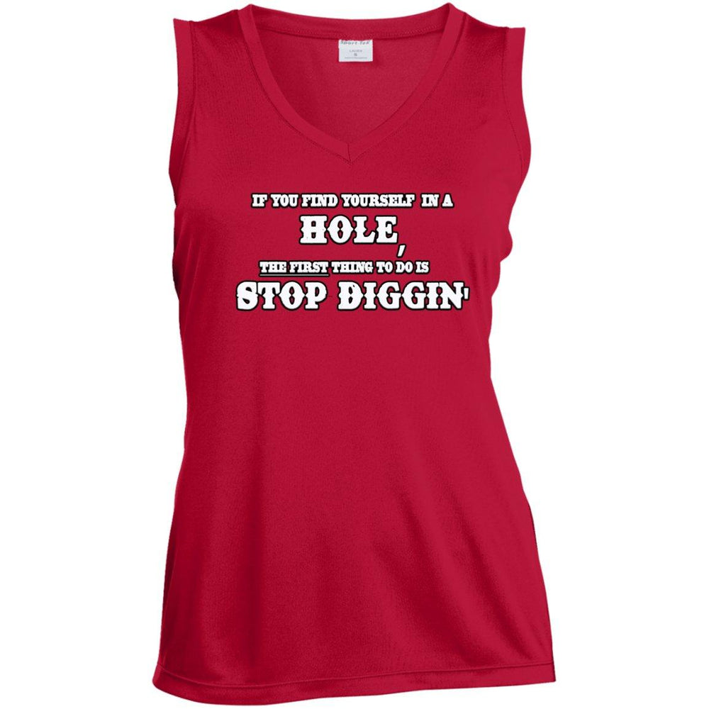 Rob Wiethoff- Stop Diggin/ Ladies' Sleeveless V-Neck Performance Tee - GtvStore