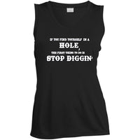 Rob Wiethoff- Stop Diggin/ Ladies' Sleeveless V-Neck Performance Tee - GtvStore