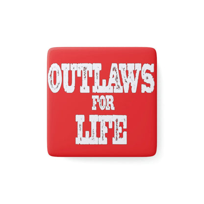 Roger Clark- Outlaws white/Porcelain Magnet, Square - GtvStore